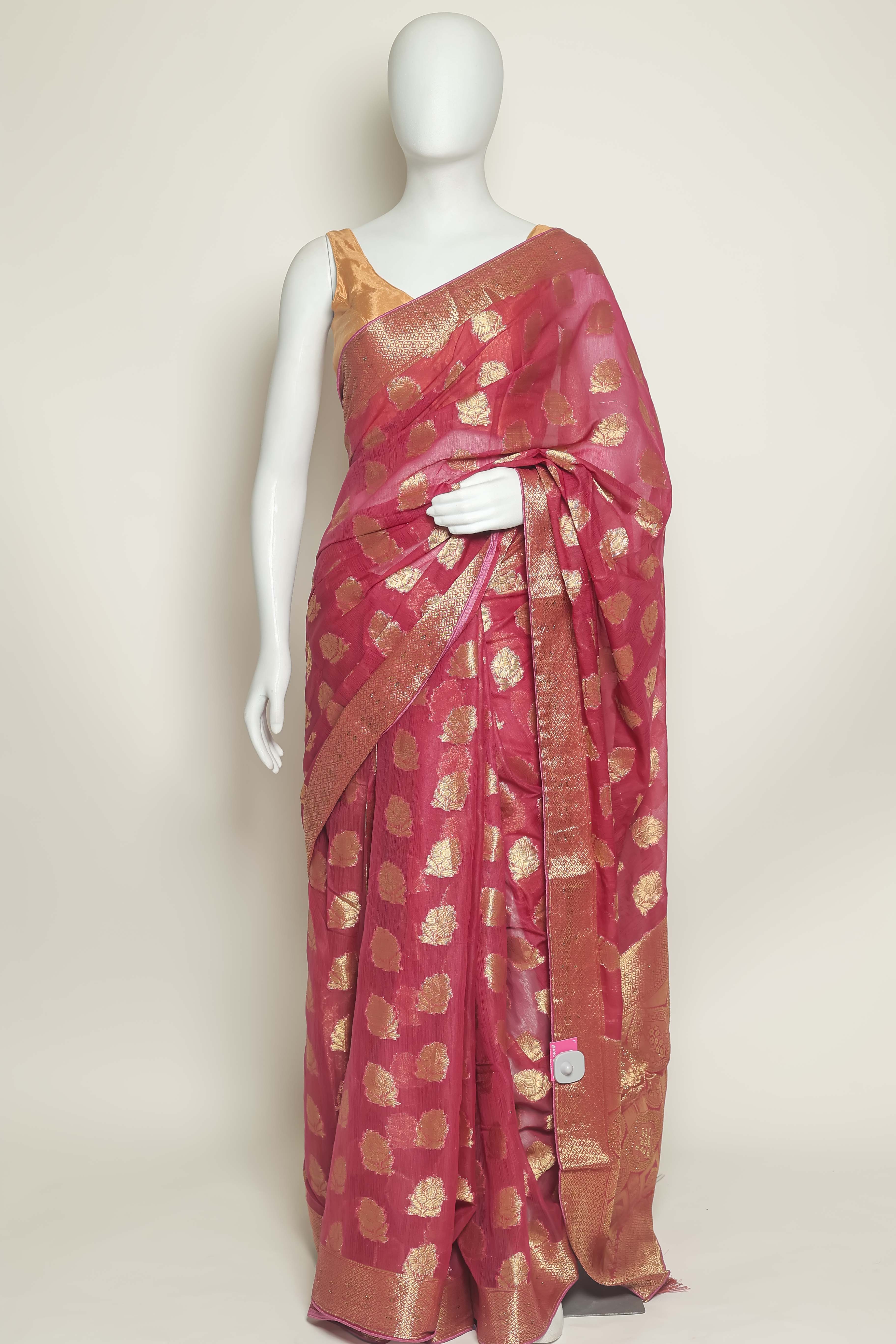 Ethereal Grace Art Chiffon Saree – Swarovski Sparkle Elegance