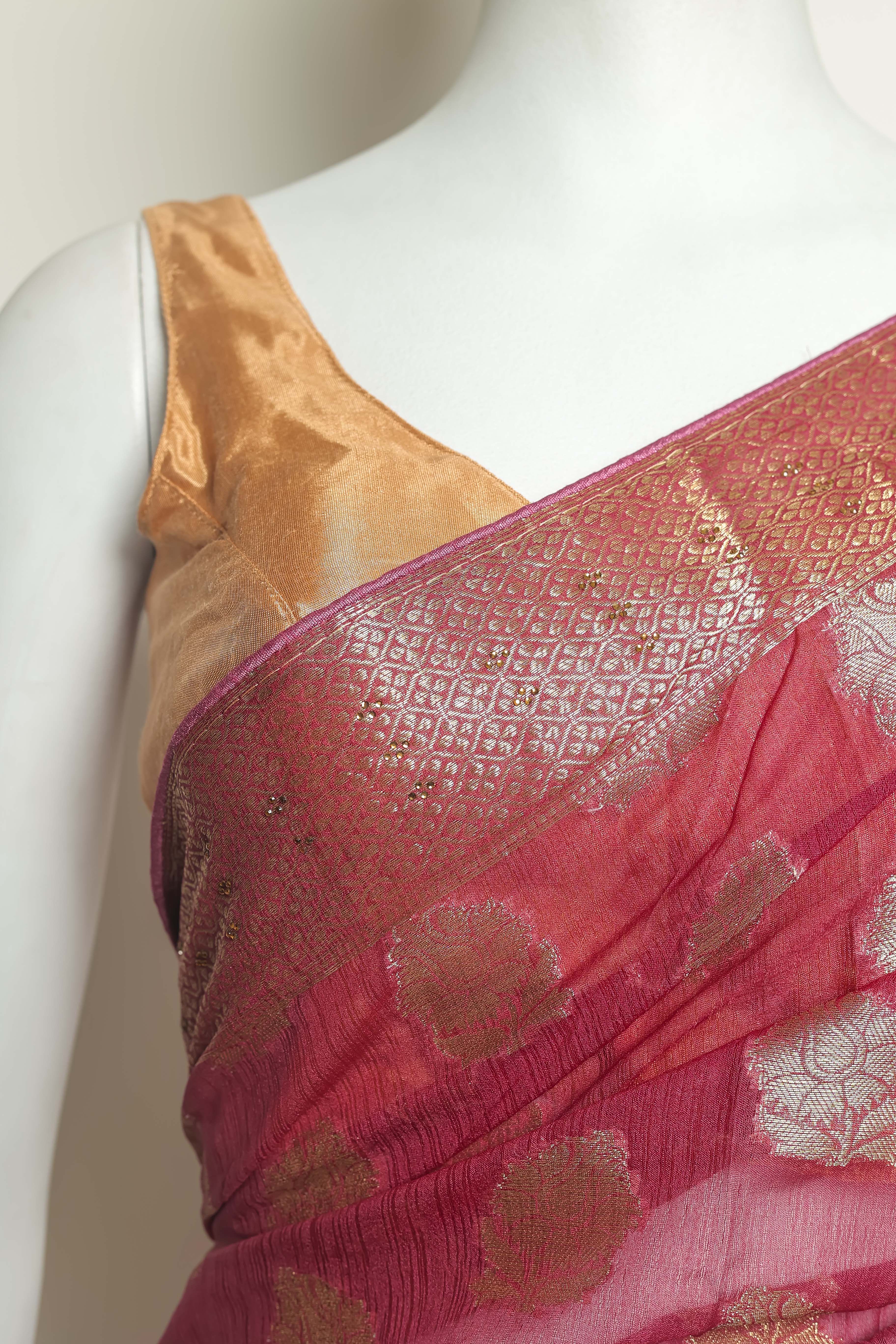 Ethereal Grace Art Chiffon Saree – Swarovski Sparkle Elegance