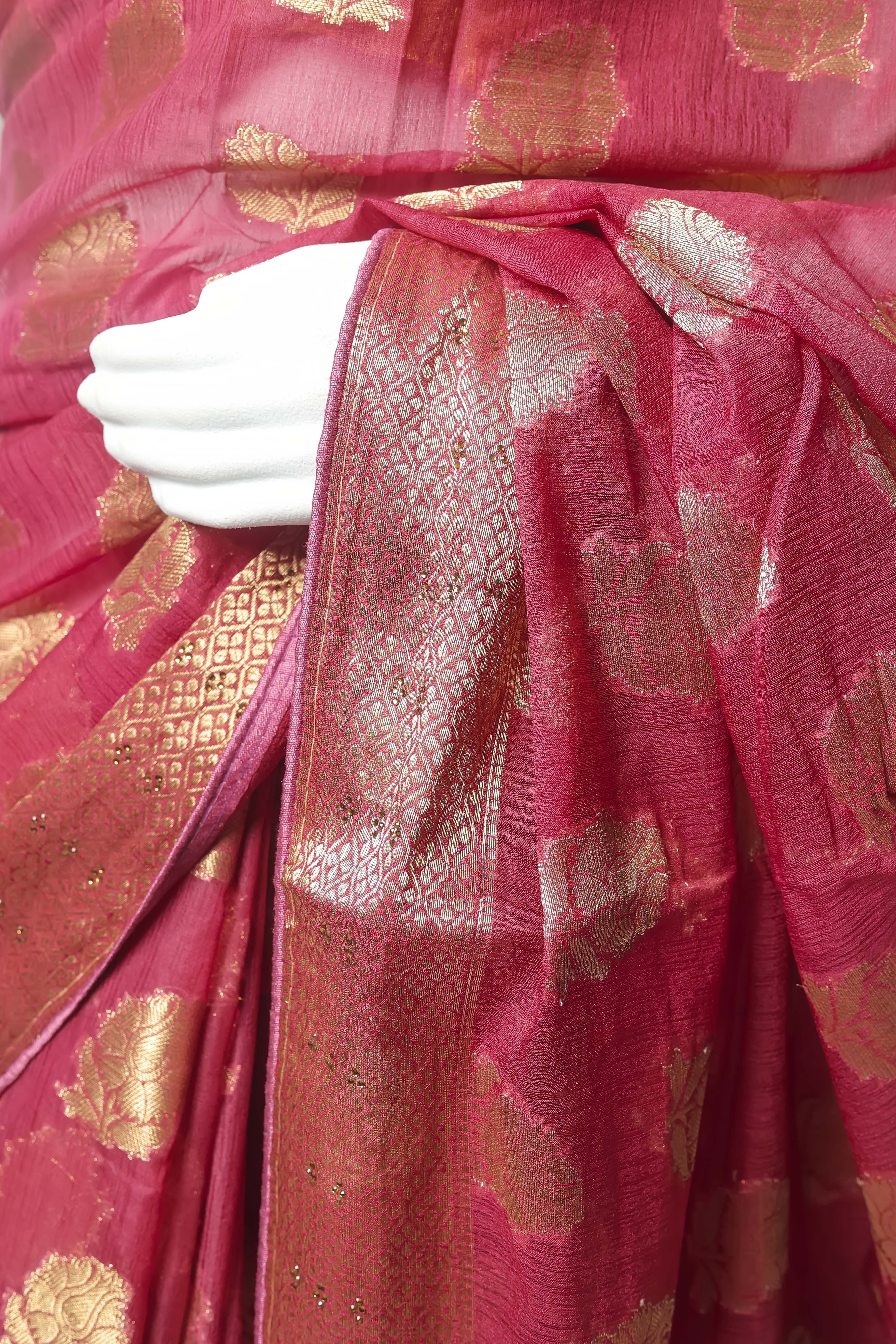 Ethereal Grace Art Chiffon Saree – Swarovski Sparkle Elegance